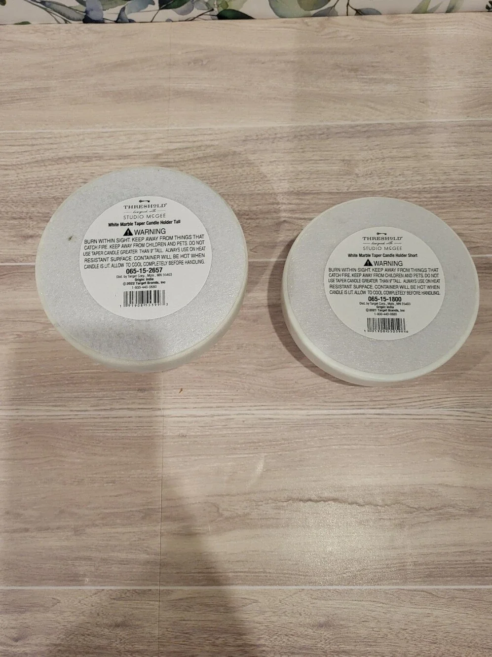 Studio McGee White Marble Candle Holders - Set of 2